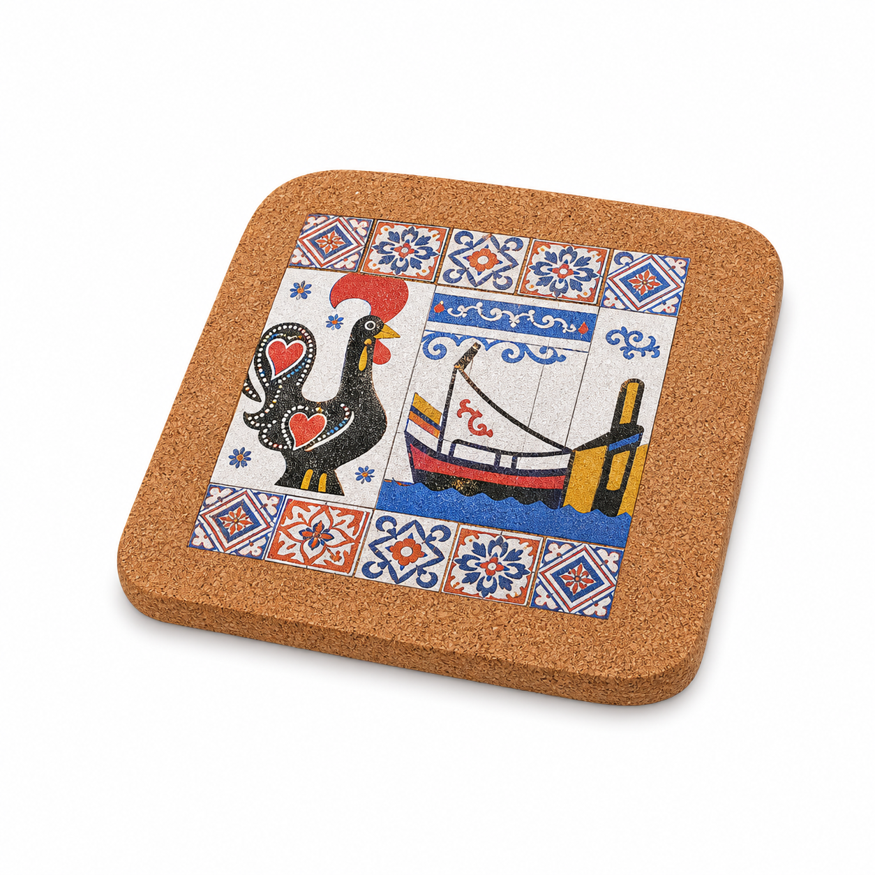 Pot Holder-15 printed Portuguese style cork pot holder
