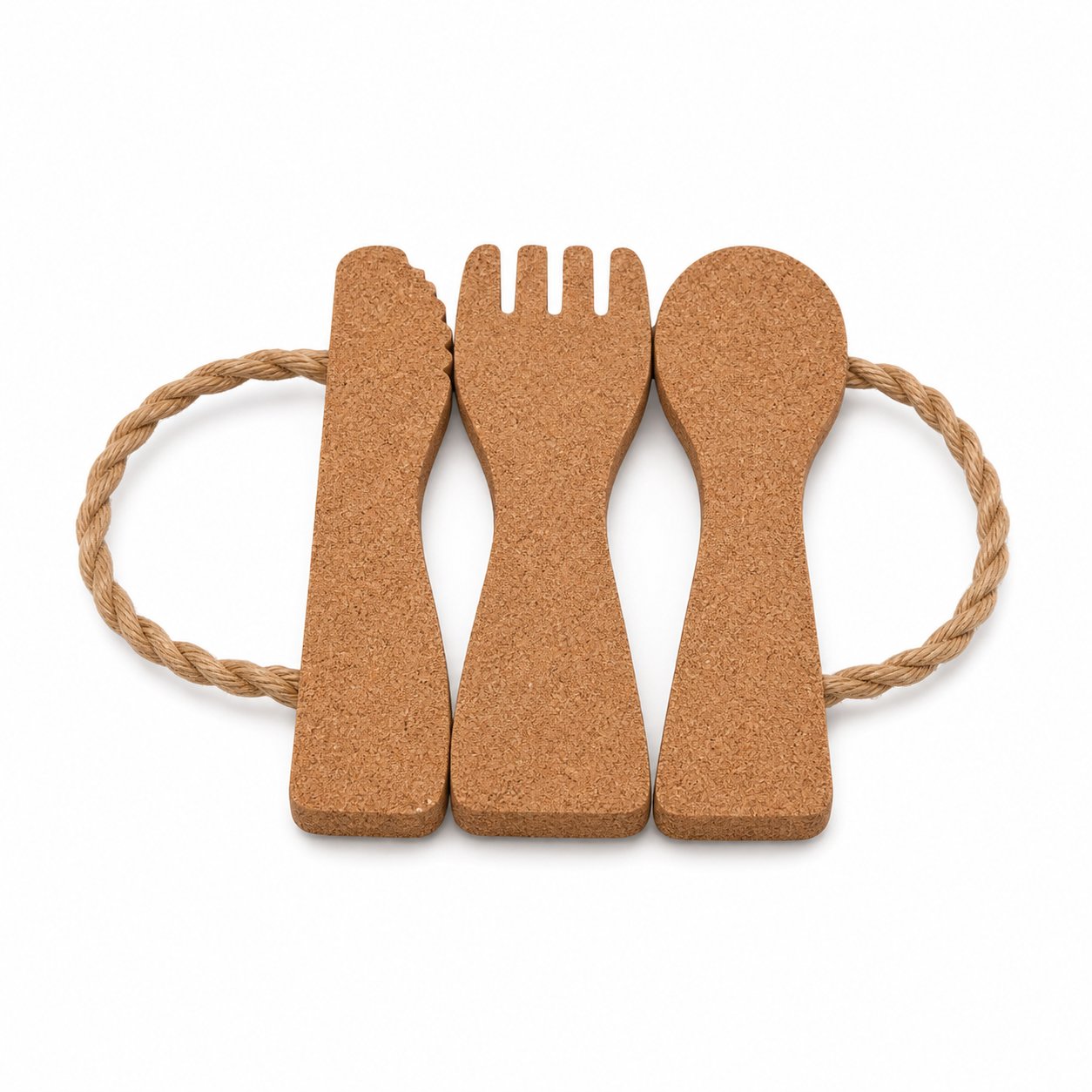 Pot Holder-4 decorative cutlery shaped cork pot holder