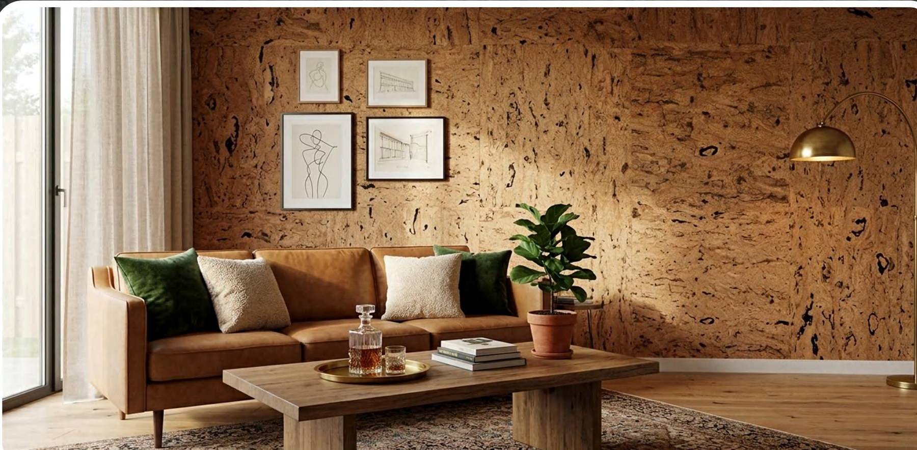 K25-ZR211-S01H flat cork wall panel shown in an interior application