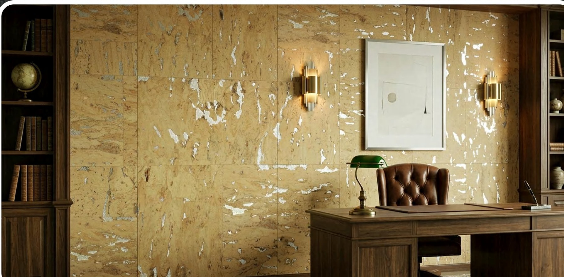 K25-ZR211-S022Y flat cork wall panel shown in an interior application