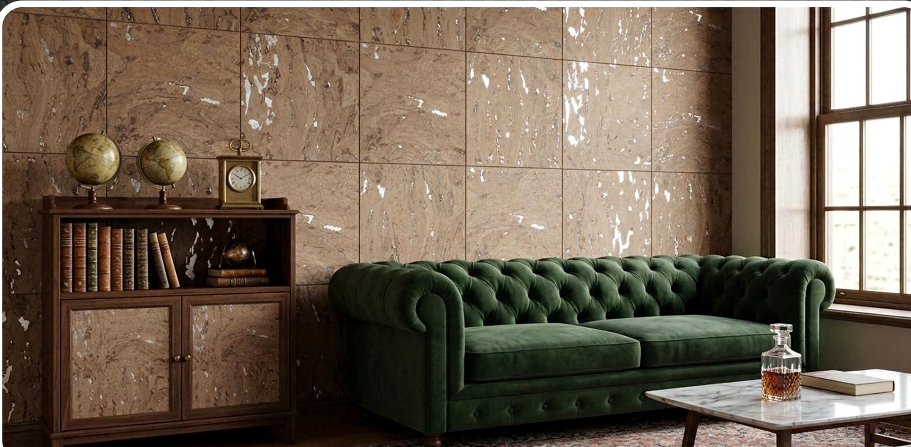 K25-ZR211-S031Y flat cork wall panel shown in an interior application