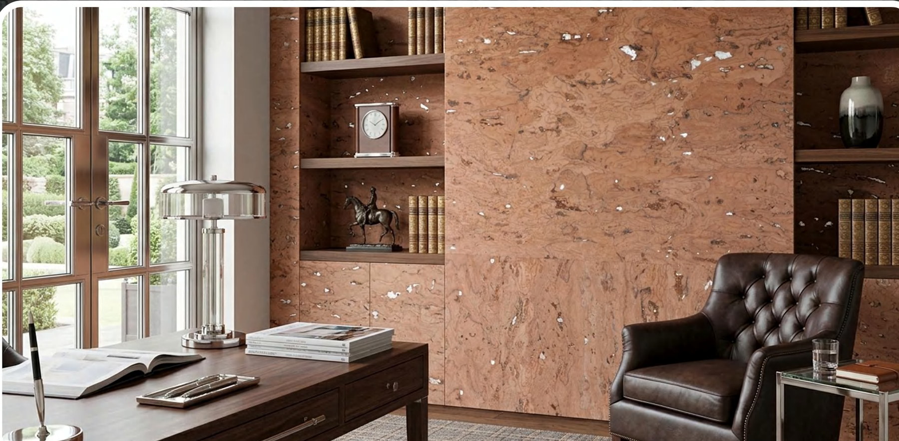 K25-ZR211-S032Y flat cork wall panel shown in an interior application