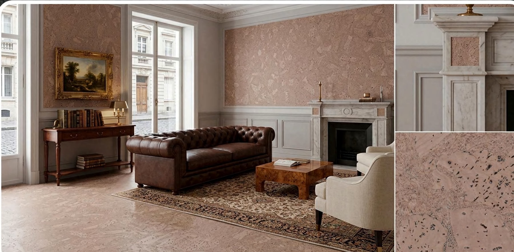 K25-ZR213-S031 flat cork wall panel shown in an interior application