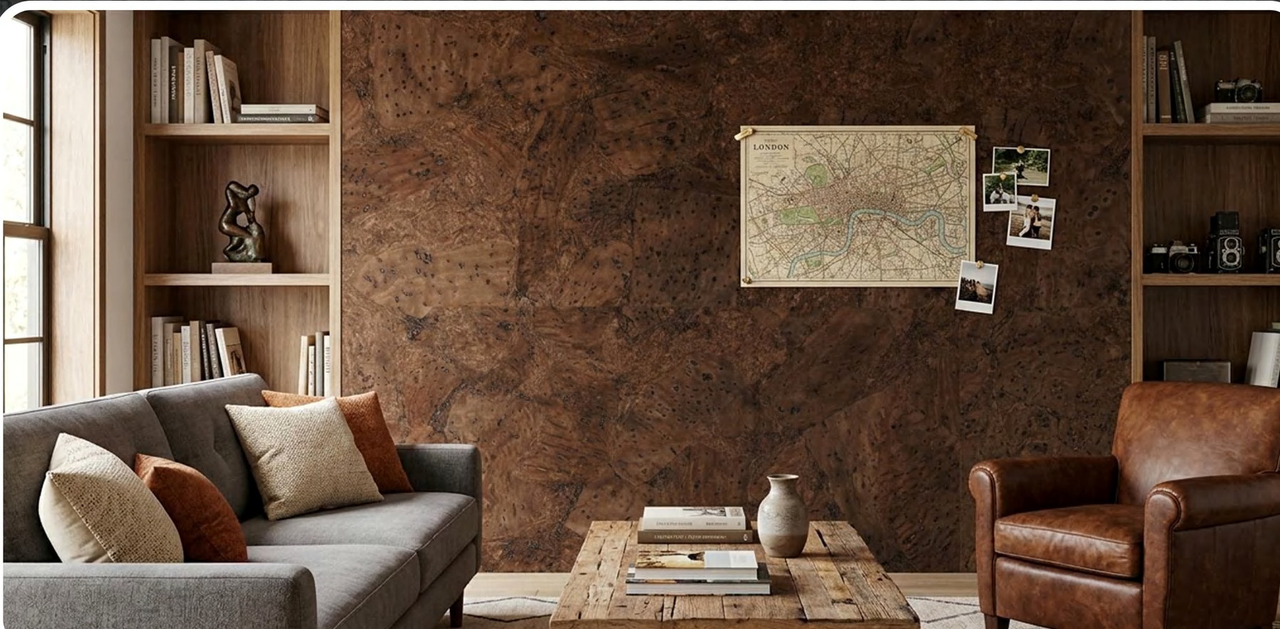 K25-ZR213-S038 flat cork wall panel shown in an interior application