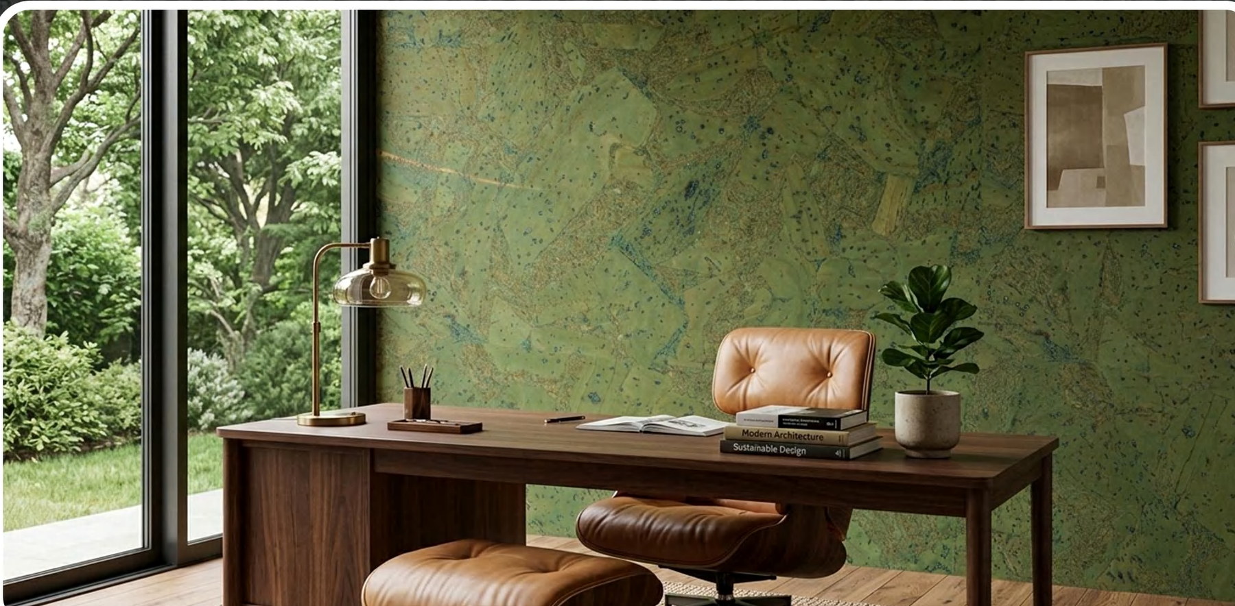 YF241126-05 flat cork wall panel shown in an interior application