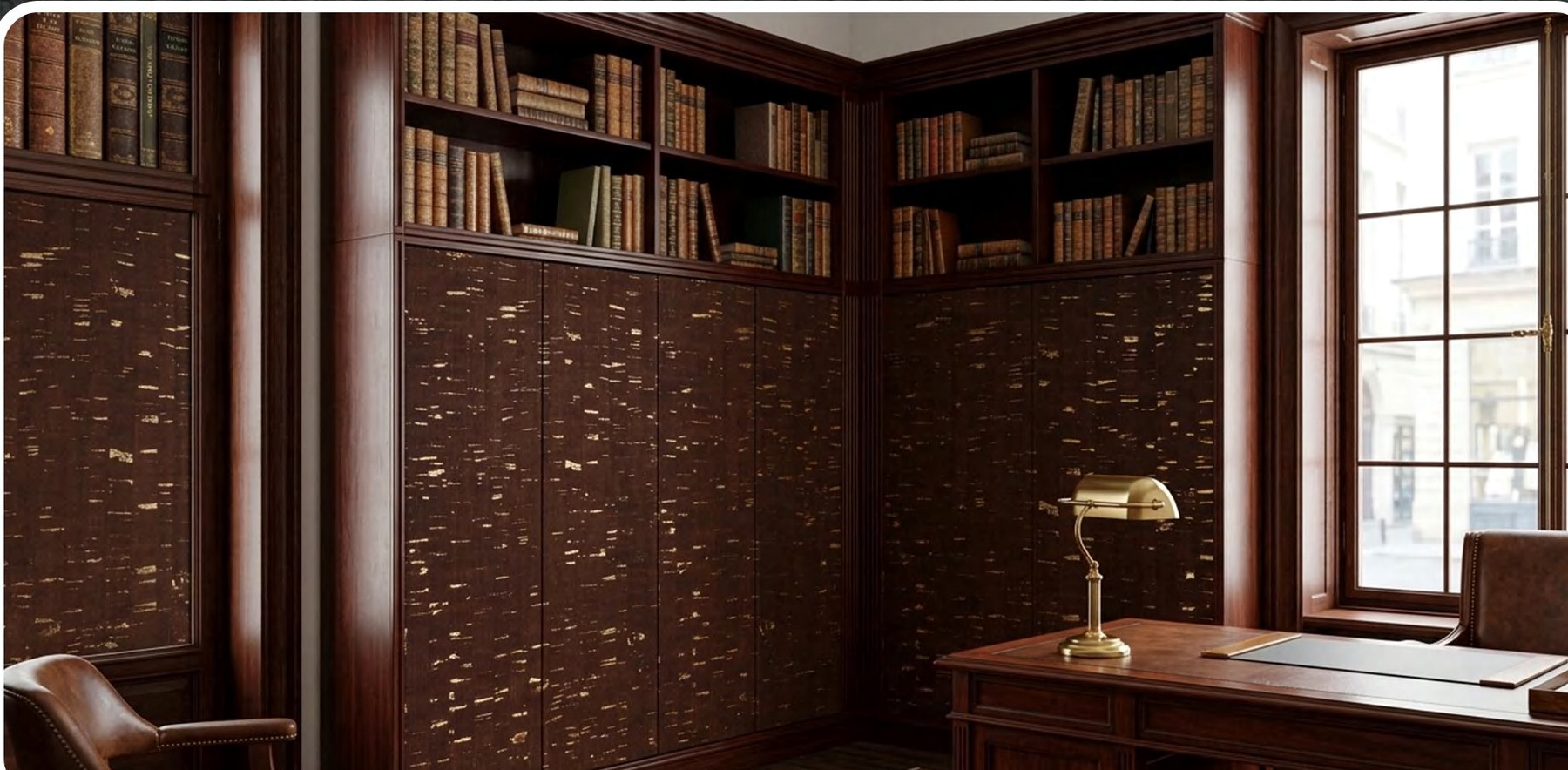ZR113-S14J flat cork wall panel shown in an interior application