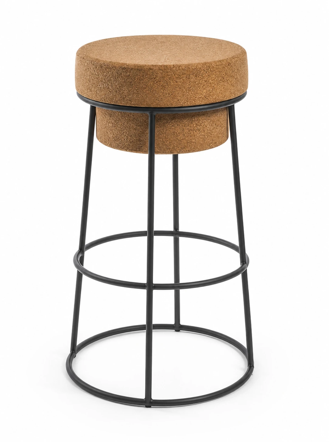 Cork Bar Stool High Chair model IT-HF-08 with powder-coated iron frame