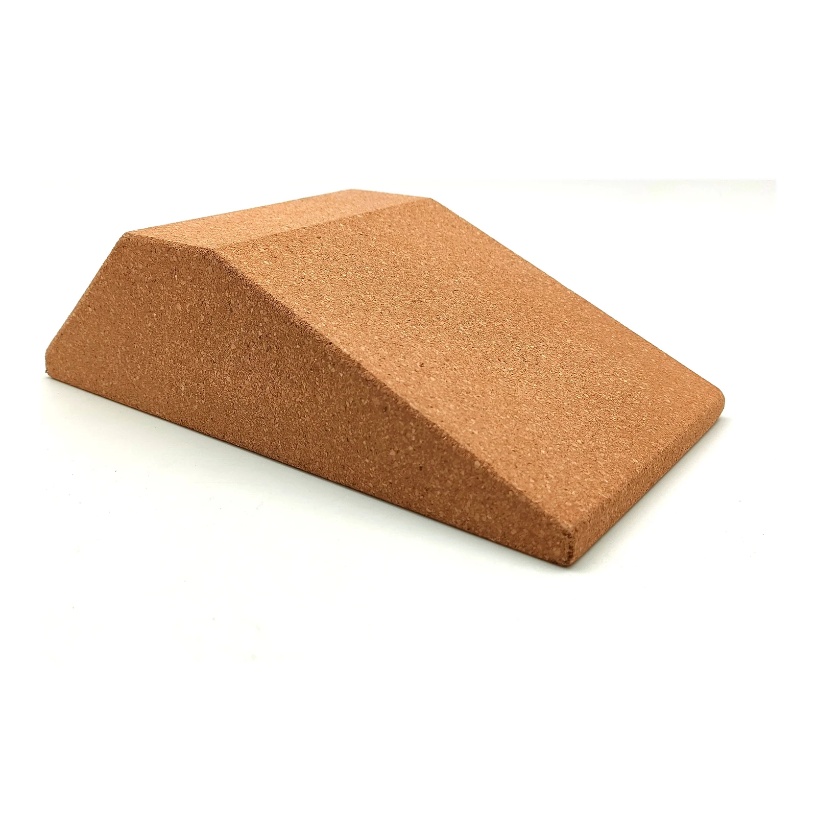 Natural cork squat ramp platform shown from a three-quarter angle